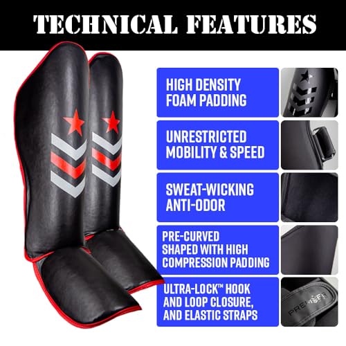 Revgear Premier Deluxe Shin Guard | Durable Lightweight Shin Guards for Any Level | Mixed Martial Arts (MMA) Kickboxing or Muay Thai - size: Large