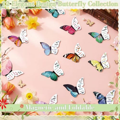 Resurhang 24 Pieces Bible Verse Magnetic Bookmarks Christian Butterfly Magnet Bookmarks Foldable Women Religious Gift for Mother's Day 1.6 x 2.2 In Inspirational Reading Page Markers for School Church
