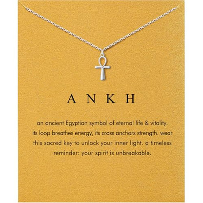 Dainty Silver Necklace for Women - Ankh Jesus Horse Celtic Cross Necklace for Women, Dainty Charm Spider Christian Gifts for Friends Sister Mom, Birthday, Christmas, Mother's Day, Graduation Gifts - style: Ankh