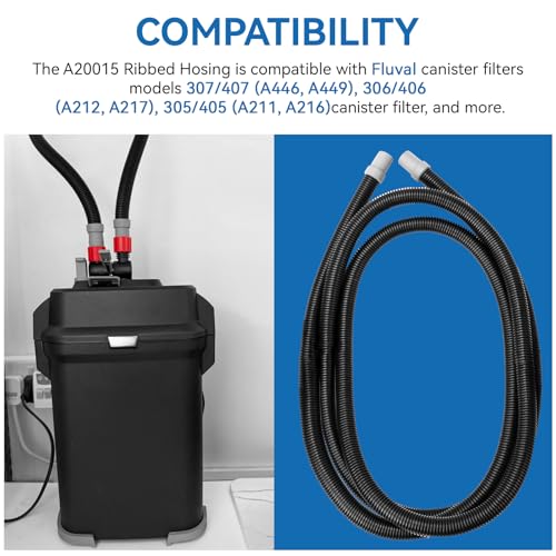 A20015 Ribbed Hosing Replacement for Fluval 304/305/306/307/404/405/406/407 Canister Filter, for Fluval Aquarium Filter Tubing Replacement Parts, 9.8Ft