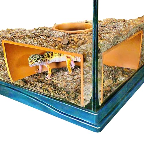 Reptile Corner Underground Cave Viewing Hide | Hognose Snake, Corn Snake & Leopard Gecko Hideout Reptile Habitat Tank Enrichment | Decor Decoration Accessories Supplies Toys Ornaments - color: Brown