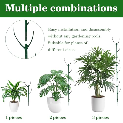 20 Pcs Stackable Plant Support Stakes Monstera Plant Support with Roll Cable Ties, Clips and Velcro Cable Ties for Indoor Outdoor Plants Garden Accessories for Potted Pothos Philodendron Vine Plants