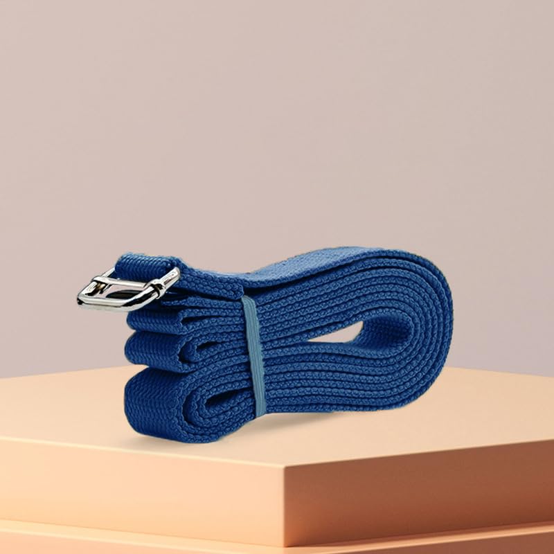 Professional Cotton Yoga Strap (2.5cm Width) – Thickened Non-Slip Stretching Belt for Yoga, Pilates, Rehab & Flexibility Training - color: nave blue