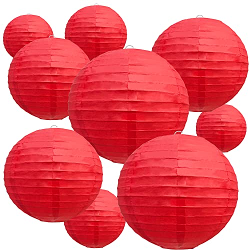 BEISHIDA Red Round Paper Lanterns Decorative Hanging Asia Chinese Japanese Paper Lanterns Lamp for Birthday Wedding Baby Shower Valentine's Day Anniversary Christmas Home Party Decoration(10 Packs) - color: Red, size: 4、6、8、10、12 Inch