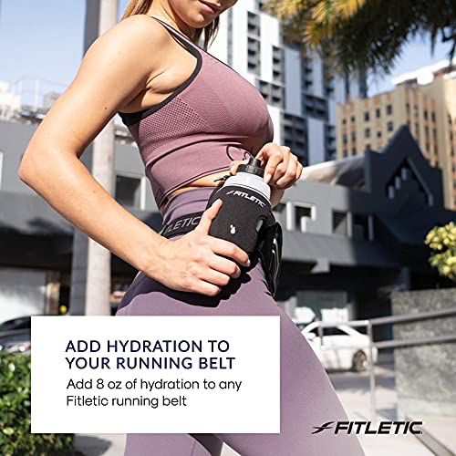 Fitletic - Extra Mile Holster Bottle Add-On, Water Bottle Holder with Clear Water Bottle for Running Belt, Hydration - color: Black - Single, size: 8 Ounces