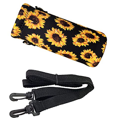 Neoprene Water Bottle Carrier Bag with Adjustable Shoulder Strap,Insulated Water Bottle Cover for Stainless Steel/Glass/Plastic Bottles - color: Sunflowers, size: 500ml