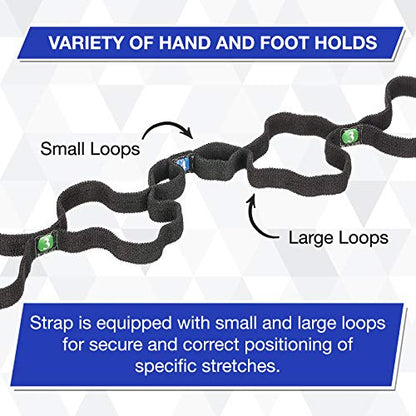THERABAND Stretch Strap with Loops to Increase Flexibility, Dynamic Stretching Tool for Athletes Including Dancers, Cheerleaders, Gymnasts, Runners, Pilates and Yoga Elastic Stretch Out Band