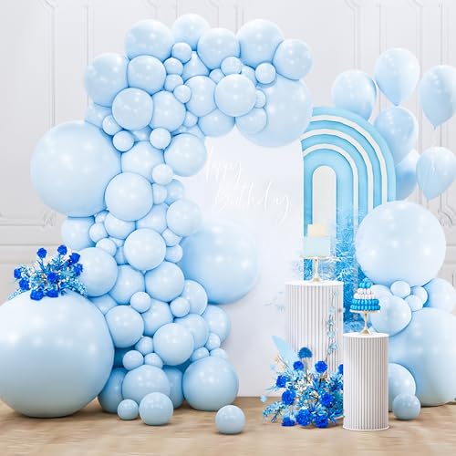 PartyWoo Baby Blue Balloons 127pcs Different Sizes of 36 18 12 10 5 Inch Light Pastel Sky Aqua Blue Balloon Arch Kit Garland for Graduation Baby Shower Gender Reveal Easter Party Decorations Blue-Q13 - color: Blue-q13, size: PRO