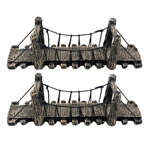 2pcs Aquarium Bridge Decoration: Resin Fish Tank Decor, Japanese Style Miniature Bridge Hideout Hideaway for Garden Underwater Landscaping