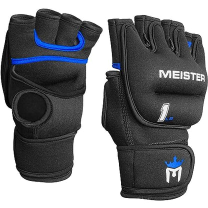 Meister Elite 1lb Weighted Gloves for Cardio & Heavy Hands - Black | Ergonomic open-palm one pound gloves to boost workout intensity for shadow boxing, running, walking, cycling & more
