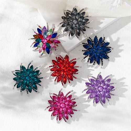 Rhinestone Sunflower Brooch Pin Red Pink Flower Brooch Stylish Crystal Brooch Elegant Clothing Hat Bag Accessories Jewerly for Women - color: Rose Red