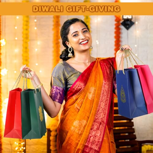 Lincia 16 Pcs Indian Return Gift Bags for Pooja Diwali Festival,Vivid - style: Vivid