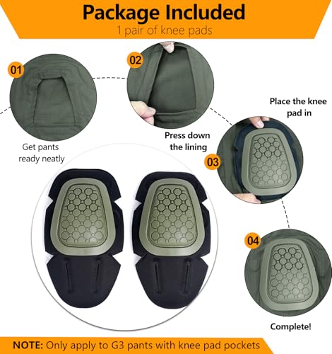 G3 Tactical Knee Pads 1 Pair Protective Knee Pads Inserts for Tactical Airsoft Paintball Hunting Combat Pants Army Green - color: Army green
