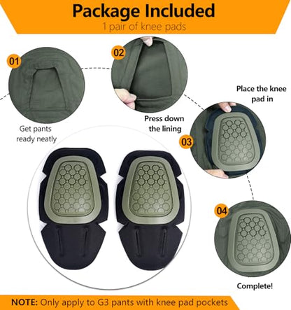 G3 Tactical Knee Pads 1 Pair Protective Knee Pads Inserts for Tactical Airsoft Paintball Hunting Combat Pants Army Green - color: Army green