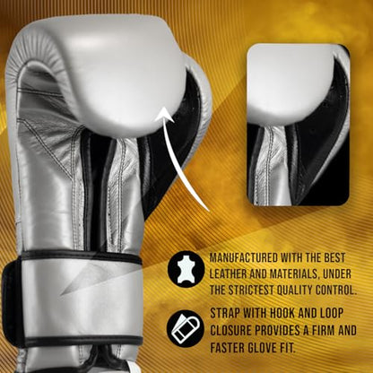 CLETO REYES Training Boxing Gloves with Hook and Loop Closure for Sparring and Heavy Punching Bags, Men and Women, MMA, Kickboxing, Muay Thai - color: White, size: 16oz.