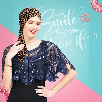 3 Packed Women's Pre Tied Head Scarves Slip On Chemo Beanies Hair Cover Headwrap Caps - color: B1-leopard Floral-3packed