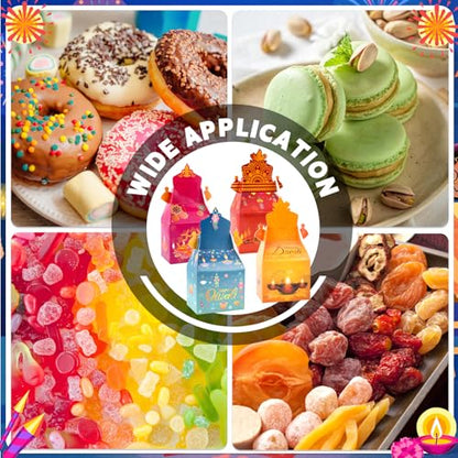 HOWAF 12 PCS Happy Diwali Candy Boxes - Diwali Party Decoration Gift Boxes - Festival of Lights Treat Boxes - Diya Goodie Boxes for Indian Deepavali Party Supplies Favor