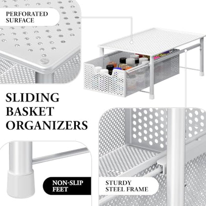 Simple Houseware Stackable Cabinet Basket Drawer Organizer, White - color: White, size: 1-Tier