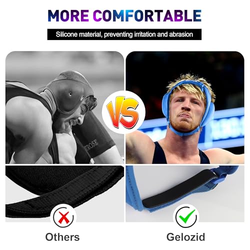 Gelozid Adjustable Wrestling Headgear for BJJ, MMA Grappling and Training, Ear Guard and Cauliflower Protection Helmet - color: Blue