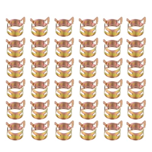 PATIKIL Spring Band Hose Pipe Clamps for 16-18.3 mm OD Hose, 50 Pack Silicone Vacuum Constant Tension Band Clips for Fuel Line Silicone Air Hose Tube Water Pipe, Gold - size: 16-18.3 mm
