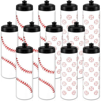 12 / 24 Pack Sports Water Bottles 20 oz Bottle Basketballs Party Favors Reusable Sports Squeeze Water Bottle for Party Favor Players Lovers Team Gifts Gym - style: Baseball