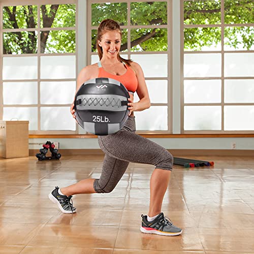 JFit Wall Ball – Premium Soft Weighted Exercise Ball for Strength, Conditioning, Gym & Home Workouts, 4-30 LB - color: Gray/Black, style: 10 LB