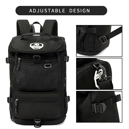 gym duffel bag backpack wrestling bag with shoe compartment 4 kinds of back method waterproof sports walking laptop - color: B-black