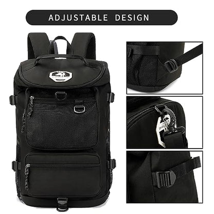 gym duffel bag backpack wrestling bag with shoe compartment 4 kinds of back method waterproof sports walking laptop - color: B-black