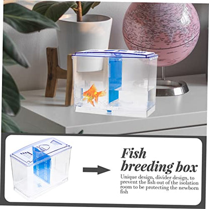 Healifty Miniature Acrylic Fish Breeding Box with Double Isolation Divider Transparent Fish Tank Hatchery Incubator for Betta and Small Aquarium Easy to Clean and Install Safe Water Quality