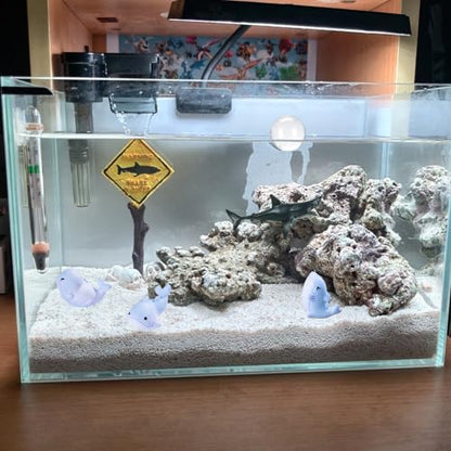 Piwe 5pcs Aquarium Shark Ornament Set Warning Sign Fish Tank Decor | shark themed aquarium ornaments for fish tank landscaping; underwater scene decor
