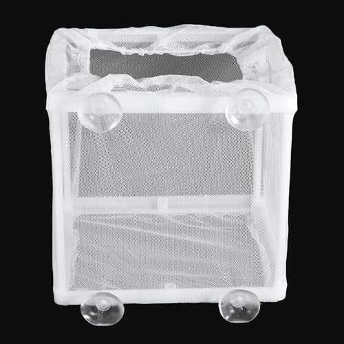 2pcs Fish Breeder Box for Aquarium, Plastic Mesh Fish Hatchery Tank with Suction Cups Fry Incubator Net for Guppy Clownfish Spawning & Juvenile Separation (White)