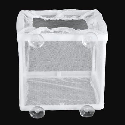 2pcs Fish Breeder Box for Aquarium, Plastic Mesh Fish Hatchery Tank with Suction Cups Fry Incubator Net for Guppy Clownfish Spawning & Juvenile Separation (White)