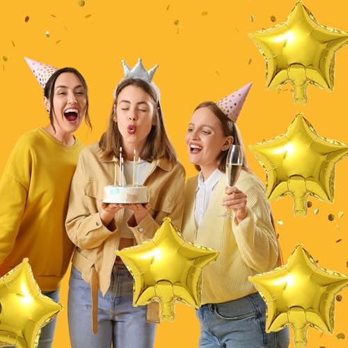 Gold Star Balloons,50 Pieces 10" Star Balloons,Gold Foil Star Balloon - color: Gold Star 10 Inch