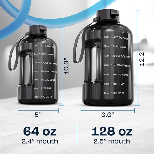 AQUAFIT 1 Gallon Water Bottle with Motivational Quotes - color: Blue Skies, size: 128 Ounces