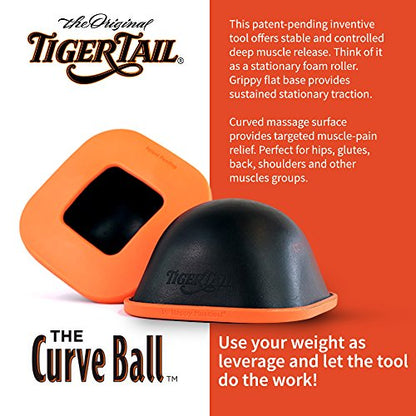 Tiger Tail Curve Ball - High Density Stationary Muscle Release for Back, Legs, Glutes, Hips, Psoas, Shoulders - Deep Tissue & Myofascial Release - Comforting Physical Therapy for Floor, Wall, or Chair