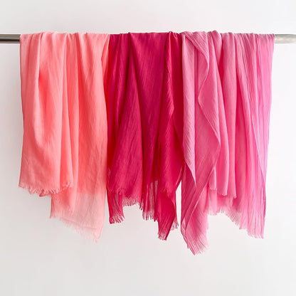 Solid color cotton and linen scarf, wrinkled all season versatile long sunscreen fashionable shawl - color: Deep Plum Red