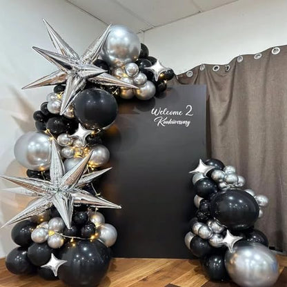 6 Pcs Explosion Star Foil Balloons- 12 Point Star Balloons,Silver Spike Balloons and 10Pcs Four Pointed Star Balloos for Party Supplies Christmas Birthday Wedding Photo Booth - color: 16 Pcs Silver Star Balloons
