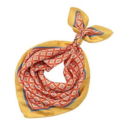 RIIQIICHY Women Head Hair Scarf Like Satin Silk Scarf Sleeping Hair Wrapping Night 27.5" - color: Ginger/Lake Blue/Orange/Red/Khaki