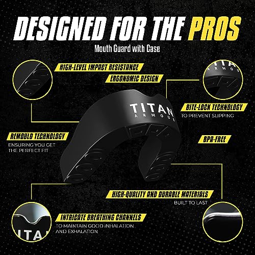 Mouth Guard Boxing, Dual-Layer Boil & Bite Mouthguard, Adult | Premium Dual-Layer | Case Included | Adult & Youth Custom-Fit Mouthpiece | Football, MMA, Hockey, Lacrosse, BJJ, Basketball - color: Black, size: Junior Under 11