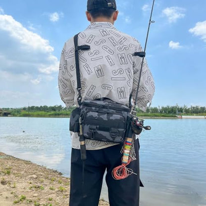 Fishing Tackle Storage Bags for Saltwater or Freshwater Fishing Gear - Padded Shoulder Strap - Tackle Box Bag Fishing Bag (Grey Blue) - color: Grey Blue