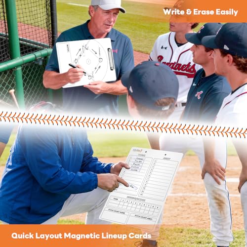 AOLEBA Baseball Lineup Board for Dugout,Dry Erase Magnetic Metal Baseball Clipboard for Coaches - style: Vertical - White