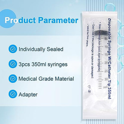 3pcs 350ml Syringes with Needle 14G 1.5”, Extra Large Plastic Syringes for Glue Dispensing, Scientific Labs, Watering, Refilling, Multiple Uses - style: 350 ml