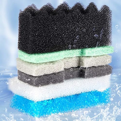 Threlaco 32 Pcs Filter Media Compatible with Fluval 106/107, Aquarium Replacement Maintenance Kit, Including Biological Sponge, Ammonia/Phosphate/Nitrite Remover Pad, Aquarium Towel, Grease - style: 106/107