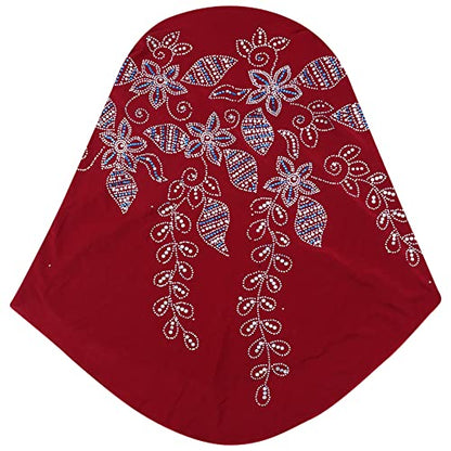RARITYUS Women Bling Rhinestone Pearl Instant Scarf Muslim Hijab Fashion Shawl Head Wrap Turban Cap with Flower Accent - color: Z Color 3