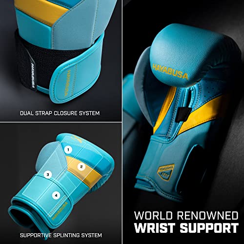Hayabusa T3 Boxing Gloves - Sparring | Sparring Gloves, Muay Thai Gloves, Kickboxing Gloves, Heavy Bag Gloves, Boxing Gloves for Men and Women, Boxing Gloves - color: Blue/Yellow, size: 12oz
