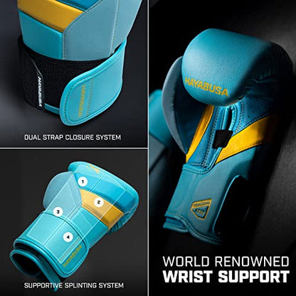 Hayabusa T3 Boxing Gloves - Sparring | Sparring Gloves, Muay Thai Gloves, Kickboxing Gloves, Heavy Bag Gloves, Boxing Gloves for Men and Women, Boxing Gloves - color: Blue/Yellow, size: 18oz