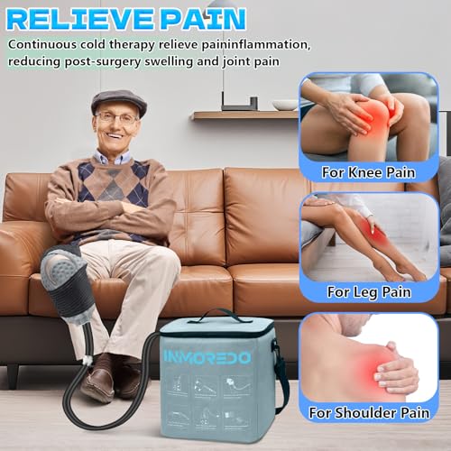 Inmoredo Cold Therapy Machine for Knee After Surgery, Ice Machine for Knee | Programmable Ice Therapy Machine for Knee Replacement, Universal Compression Pad for Shoulder/Arm/Hip/Ankle
