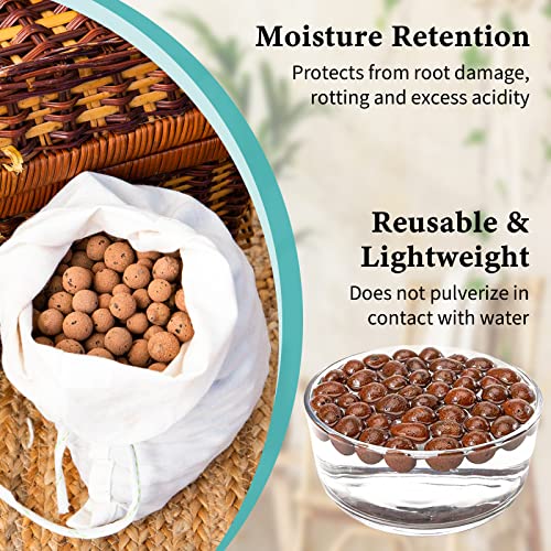 15LB Leca Clay Pebbles for Plants 4mm-16mm Clay Balls for Hydroponic | Drainage, Reusable, Aeration, Moisture Retention, Lightweight, Natural Leca for Orchids, Succulents, Terrariums, Aquaponics - size: 15LB