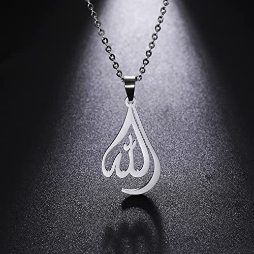 VASSAGO Allah Necklace for Women Stainless Steel Islamic Muslim Pendant Islam Eid Gift Religious Charm Jewelry - color: silver allah necklace