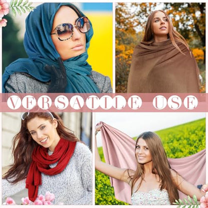 6 Pack Hijab Scarves for Women Muslim Head Wraps Jersey Hijab Soft Long Scarf Wrap for Muslim Shawl - color: Dark Color